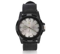 Zerodis Montre-bracelet Analogique de Style Militaire avec Conception Simulée de 3 Yeux, Sangle de Boucle à Broches Personnalisée pour une Usure Confortable, Cadran Rond avec Sangle en (Argent swi)