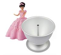 Zerodis Moule à Gâteau en Aluminium de 8 Pouces avec Jupe de Princesse Décorative, pour Gâteaux de Poupée, Idéal pour les Fêtes d'anniversaire à la Maison (SILVER)