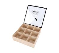 Zerodis Organisateur de Sachets de thé en Bois Boîte de Rangement Moderne Simple à 9 Compartiments pour Sachets de thé avec Verre épais et Matériel Métallique pour Comptoir de Cuisine, (vélo)