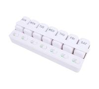Zerodis Organisateur de Tablette Hebdomadaire, étui 7 Jours avec Indicateur, Conception Détachable pour la Maison et les Voyages, 20x7,5x4,5 Cm, Matériau ABS Sûr (WHITE)