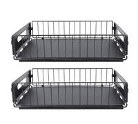 Zerodis Organiseur d'armoire Coulissant, Lot de 2 Paniers Coulissants en Fer pour le Rangement Sous l'évier, Organisateur Multifonctionnel de Cuisine, de Salle de Bain, de Garde-manger pour (court)