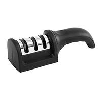 Zerodis Outils de Cuisine, Conception en Acier Inoxydable, Poignée Ergonomique, Affûteur Manuel à 3 Fentes pour Outil d'affûtage de Couteaux de Chef de Cuisine (BLACK)