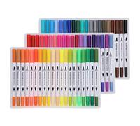 Zerodis Outils de Peinture Marqueurs Stylos à Double Pinceau Couleurs Assorties Encre à Base d'eau Douce FineLiner 60/80/100 Ensembles de Couleurs pour Enfants Adultes Artiste Calligraphie Lettrage