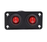 Zerodis Panneau d'interrupteur à Bascule à 2 Gangs, Panneau de Commutation LED Rond étanche, en Aluminium 20 A, Commande Marche/arrêt avec Broches Conductrices pour Bateau, Voiture, Camion, Remorque,