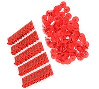 Zerodis Paquet de 100 étiquettes d'oreille de Bétail en Plastique Orange pour Chèvres, Moutons, Bovins, Porcs, Identification des Animaux de Ferme (100 mots en rouge)