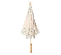 Zerodis Parapluie Ombrelle Dentelle Fleur, Broderie à la Main Parasol Mariage Mariée Photographie Parasol Enfants, Poignée en Bois, L-Beige