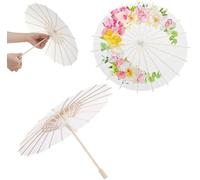 Zerodis Parapluie Traditionnel Chinois en Papier huilé, Blanc, Vintage, Peinture Décorative, Parasol en Bois huilé, pour Mariage, Décoration de Pâtisserie, Photo, Accessoire de Cosplay
