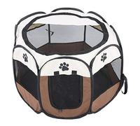 Zerodis Parc pour Animaux de Compagnie en Maille Pliable, Tente de Cage pour Chien en Tissu Oxford avec Porte à Fermeture éclair, Légère et Respirante, Tente de Chenil Pliable pour (Couleur Café)