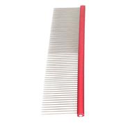 Zerodis Peigne pour Animaux de Compagnie en Acier Inoxydable, Outil de Toilettage Professionnel pour Chiens et Chats avec Dents Arrondies et Poignée Antidérapante, Enlève et Noue les (Rouge