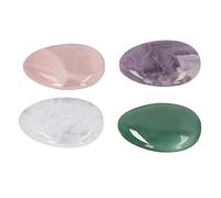Zerodis Pierres d'inquiétude, Quartz Rose Naturel, Améthyste, Aventurine Verte, Quartz Clair, Pierres pour Le Pouce pour Soulager l'anxiété et Le Stress.