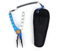 Zerodis Pince de Pêche, Mâchoire en Acier Inoxydable, Poignée en Aluminium avec Action à Ressort, Ouvre-Anneau Fendu, Ligne de Tresse, avec Lanière Métallique et Sac de Rangement, pour la (Argent