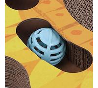 Zerodis Planche à Gratter Tournesol pour Chat, Bloc de Papier ondulé avec 2 Boules de Cloche pour Le Divertissement des Chats de Compagnie