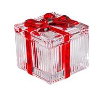 Zerodis Plat à Bonbons avec Couvercle, Boîte de Rangement de Bijoux Carrée en Verre, Conteneur de Bibelots Décoratifs pour Bonbons, Décoration de Maison pour Fête de Mariage (arc rouge)