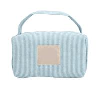 Zerodis Pochette à Cosmétiques en Velours côtelé, Trousse de Maquillage en Velours côtelé avec Patch Ours Mignon, Poignée Souple pour Femmes et Filles pour Un Usage Quotidien, Ran (Blue)