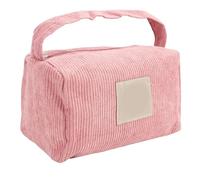 Zerodis Pochette à Cosmétiques en Velours côtelé, Trousse de Maquillage en Velours côtelé avec Patch Ours Mignon, Poignée Souple pour Femmes et Filles pour Un Usage Quotidien, Ran (Pink)