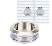 Zerodis Poignée de porte coulissante en acier inoxydable, moderne, ronde, avec serrure à bouton-poussoir, pour porte en verre de douche, 1 unité, polie, acier inoxydable