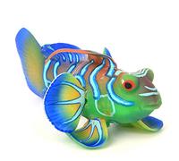 Zerodis Poisson coloré Artificiel, Aquarium Simulation Lumineuse en Silicone Poisson-Grenouille avec Ventouse pour Ornements d'aquarium(Vert Bleu)