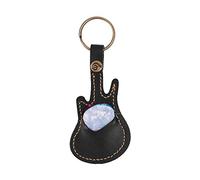 Zerodis Porte-Picks en Cuir pour Guitare, 12x5cm avec Porte-clés (Black) | Peut contenir 5 médiators standard, format de poche compact, adapté aux voyages, accessoire pour musiciens