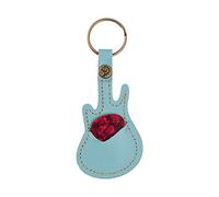 Zerodis Porte-Picks en Cuir pour Guitare, 12x5cm avec Porte-clés (Bleu | Peut contenir 5 médiators standard, format de poche compact, adapté aux voyages, accessoire pour musiciens