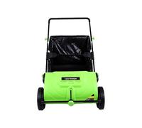 Zerodis Pousse-Balai de Jardin Grande Trémie 100L | Balayeuse à gazon manuelle avec roues de traction, fonctionnement manuel, grand sac à trémie de 100l, largeur de balayage