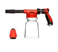 Zerodis Pulvérisateur de Mousse de Lavage, Pistolet à Mousse, Bouteille de 1L avec Buse en Alliage de Zinc, pour Le Lavage de la Maison, du Jardin et de la Voiture (Transparent)