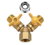 Zerodis Raccord Y en Laiton G1 / 2 avec 2 Sorties Vannes Connecteur pour Machine à Laver Connecteur de Tuyau Conduite d'eau Diviseur Adaptateur de Tuyau pour Robinet Extérieur Jardin