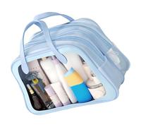 Zerodis Sac Cosmétique Sec et Humide, PVC Imperméable, Organisateur Cosmétique de Voyage Extra Large pour Femmes et Familles, 11,4x5,9x6,7 Pouces (Blue)