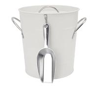 Zerodis Seau à Glace en Plastique, Stockage de Vin, Double Paroi (WHITE) | Feuille galvanisée et construction en plastique, taille 7,7 x 8,1 x 6,3 pouces, comprend une pelle à glace et un couvercle,