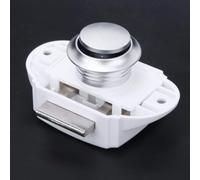Zerodis Serrure à Poussée sans hromée Perle, avec Tige de Poussée en Alliage de Zinc et écrou en Cuivre pour Porte D'armoire de Camping-car, Meubles D'ambulance, Tiroir de Bureau (P02W-CH)