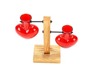 Zerodis Station de Multiplication des Plantes, 2 Vases en Verre en Forme de Cœur avec Support en Bois, Support de Table Multifonctionnel pour Plantes Hydroponiques, Décoration de Jardin.