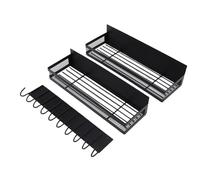 Zerodis Support d'assaisonnement 2 étagères Séparées et un Ensemble de Supports à Crochets étagère d'assaisonnement Magnétique Mobile Organisateur de Réfrigérateur pour l'organisation de la (BLACK)