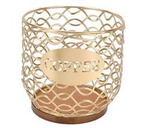 Zerodis Support de Dosettes de café, Gain de Place Peut Contenir 35 Capsules, Support de Dosettes de café Polyvalent en Métal et Bois Massif Robuste pour la Cuisine et le Bureau (GOLD)