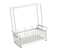 Zerodis Support de Rangement de Cuisine, Organisateur de Séchage de Torchon en éponge de Fer avec Plateau d'eau pour évier de Comptoir de Cuisine à Domicile (Gris Chaud)