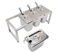 Zerodis Support de Rangement pour Pots à épices, Comptoir de Restaurant, Buffet, Conteneurs de Sauce, Support de Rangement pour Condiments avec Couvercles, Cuillères pour Sauce, Confiture, Fruits,