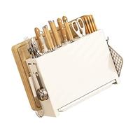 Zerodis Support de Séchage de Couteaux de Cuisine, Bloc de Couteaux en Métal avec Support de Planche à Découper, Rangement Multifonctionnel pour Couverts de Cuisine et Ciseaux