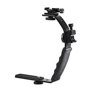 Zerodis Support de Support de Caméra en Aluminium en Forme de L, Support de Flash en Forme de L avec Double Flash Cold Shoe Mount Heavy Duty Rembourré Hand Grip pour Lampe de Poche DV