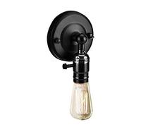 Zerodis Support Lamp Vintage, E27 Edison Rétro Porte-lampe Murale avec Interrupteur pour Usage Domestique et Décoration 220V(noir)
