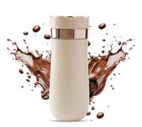 Zerodis Tasse de Presse Française, Tasse de Cafetière Portable de 320 ML avec Acier Inoxydable isolé à Double Paroi pour café Hachée de Camping, Feuilles de thé (Ivoire)