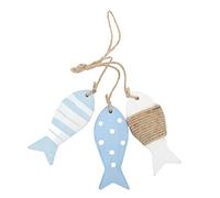 Zerodis Tenture Murale Poisson en Bois Décoré, Décor Nautique Poisson en Bois Décor Vintage Ornement Plage Thème Art Mural Suspendu Décorations De Poisson Nautique en Bois