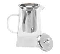 Zerodis Thé en Verre à Longue Durée Transparente avec Filtre en Acier Inoxydable amovible: Bonne Conception Carrée, Facile à Nettoyer pour le Bureau à Domicile, Hôtels, Cafés en Verre Borosilicate