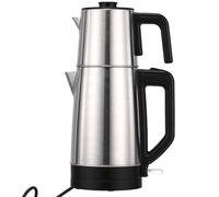 Zerodis Théière Turque électrique, Bouilloire à Double Compartiment en Acier Inoxydable avec Infuseur et Filtre Double Couche Unique pour Infuser un Authentique thé Turc