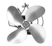 Zerodis Ventilateur de Cheminée 4 Pales, Ventilateur Mural à Chaleur Auto Générée for Poêle à Bois Poêle à Bûches à Kérosène (SILVER)