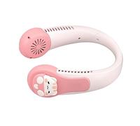 Zerodis Ventilateur de Cou Rechargeable USB Portable pour Enfants et Adultes, Ventilateur de Dessin animé avec Batterie Intégrée (Chat)