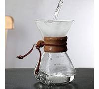 Zerodis Versez sur la Cafetière 800 Ml Filtre 400 Cafetière Infuseur Résistance aux Hautes Températures pour Double Couche Copeaux de Bois en Bois avec Verre Versez sur les Cafetières