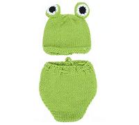 Zerodis Vêtements de photographie pour bébé, bonnet et pantalon pour bébés ensembles nouveau-né mignon grenouille verte modélisation photographie accessoire bébé vêtements tissés à la main(vert)
