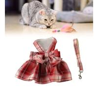 Zerodis Vêtements pour Chat Laisse Respirante à Carreaux Mignons Tenues pour Animaux de Compagnie en Polyester Doux avec Boucle de Taille Vêtements Confortables sans Manches pour Chiots pour Petit (S)
