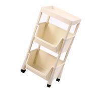 Zerodis Wagons à Rouleaux de Rangement Facile à Installer Un Rangement Confortable Déplace Facile pour Les Chambres Serrées Accessoires de Cuisine en Plastique (Blanc crémeux Trois Couches)