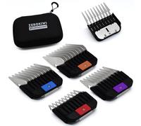 ZEROKIWI 4 Peignes Guides Professionnels en Acier Inoxydable Type A5, 3/6/10/13mm, 1/8", 1/4", 3/8", 1/2" Compatibles avec Wahl KM2/5/10, Andis AG/BG, Oster A5/A6 et Tondeuses pour Animaux Type A5