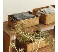 Zerolife-Panier en jonc de mer tissé pour décoration intérieure, panier en osier naturel, panier de rangement, serviette à pain aux fruits, table de cuisine, rotin 25201