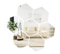 Zerone 12 pièces Autocollants Miroir DIY, repositionnables, Autocollants géométriques en Acrylique pour décoration Murale, Stickers muraux, décoration de Salle de Bain